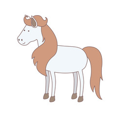 light colors of white horse with mane and tail brown vector illustration