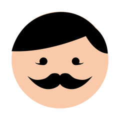 cute round moustache man face cartoon vector graphic design