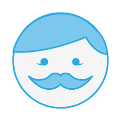 blue round moustache man face cartoon vector graphic design