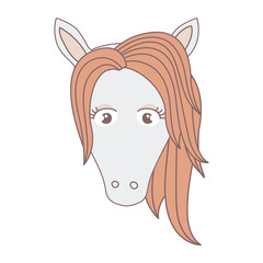 light colors of front face of female horse with mane vector illustration