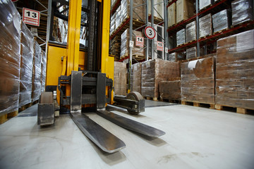 Forklift Truck Aisle Between Storage
