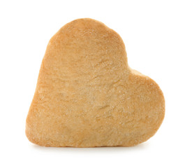 Heart shaped butter cookie on white background
