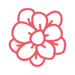 line icon red flower cartoon vector graphic design