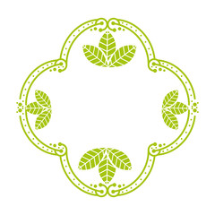 decorative frame with leaves icon over white background colorful design vector illustration