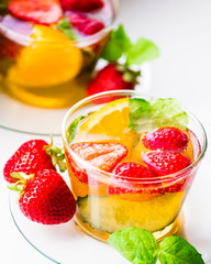 Drink. Pimms in tea cup, white background