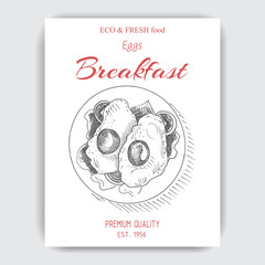 Vector illustration sketch - breakfast. Card Menu brunch. design template, banner.
