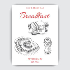 Vector illustration sketch - breakfast. Card Menu brunch. design template, banner.