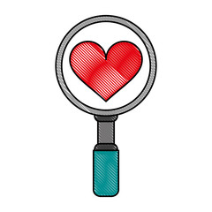 search heart flat illustration icon vector design graphic scribble