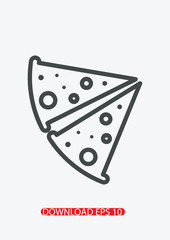 Pizza slice icon, fastfood icon, Vector