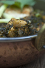 indischen Murgh Palak Gericht mit Reis