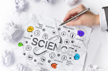 Woman sketching ideas on paper sheet