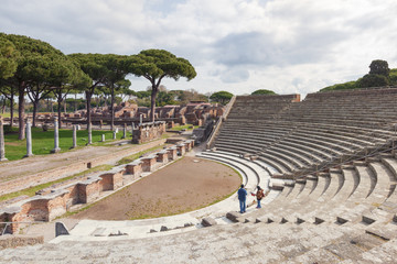 Fototapeta na wymiar Ostia antica, Roma. Teatro romamano