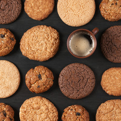Various cookies and coffee