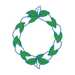 wreath of leaves icon over white background colorful design vector illustration