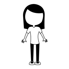 black icon faceless women body cartoon vector graphic design