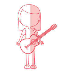 shadow pink faceless women guitar cartoon vector graphic design