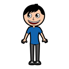 cute blue body man cartoon vector graphic design