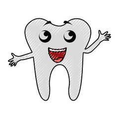 scribble smile tooth cartoon vector graphic design
