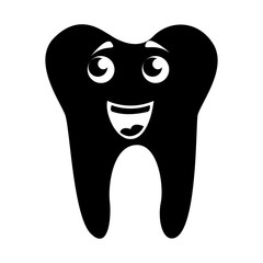 black icon smile tooth cartoon vector graphic design