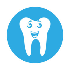 round icon blue cute smile tooth cartoon vector graphic design