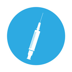 round icon blue syringe cartoon vector graphic design