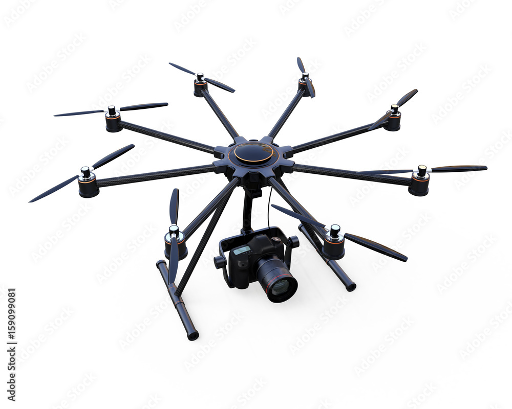 Poster octocopter isolated on white background. 3d rendering image