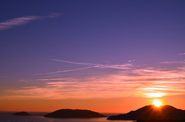 Beautiful summer sunset on the mountins  at Italy