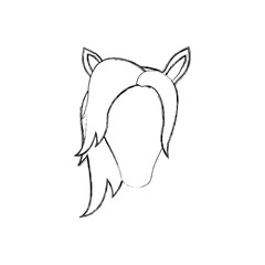 monochrome blurred silhouette of faceless female horse with mane vector illustration
