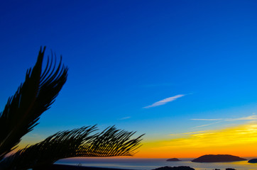 Fototapeta na wymiar Tropical landscape at sunset at Italy