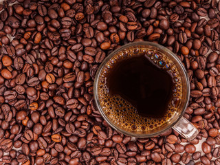 top view of espresso coffee cup