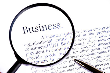 Business text focus word on white background