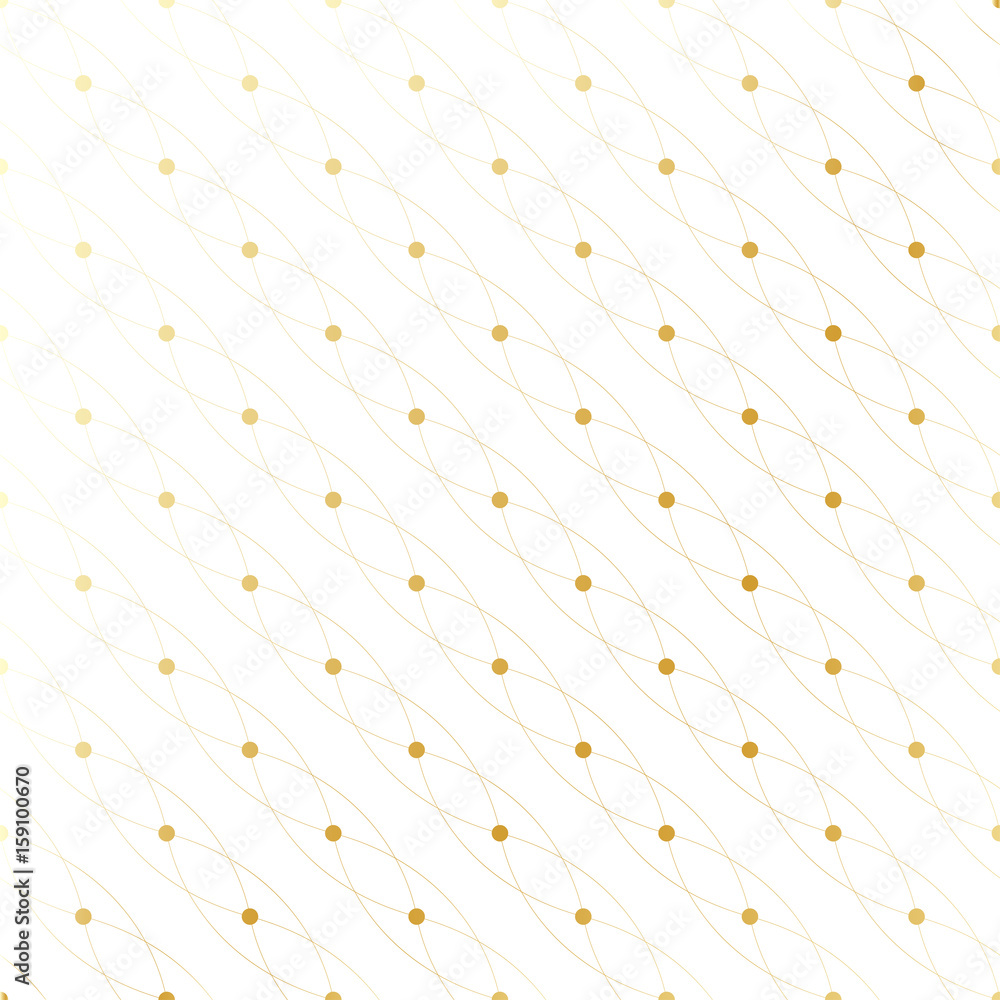 Aufkleber Golden texture. Geometric seamless pattern with connected lines and dots. Lines plexus circles. Graphic background connectivity. Modern stylish backdrop for your design. Vector illustration.