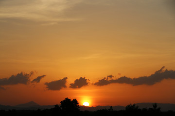 Sunset Evening of tropical countries Asia In the summer holiday