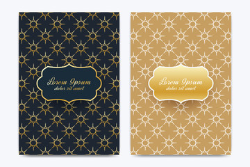 Vector template for brochure, Leaflet, flyer, advert, cover, catalog, poster, magazine or annual report. Ramadan Kareem background. Golden moon. Eid Mubarak celebration. Vector illustration.