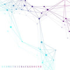 Geometric graphic background molecule and communication. Big data complex with compounds. Perspective backdrop. Minimal array. Digital data visualization. Scientific cybernetic vector illustration.