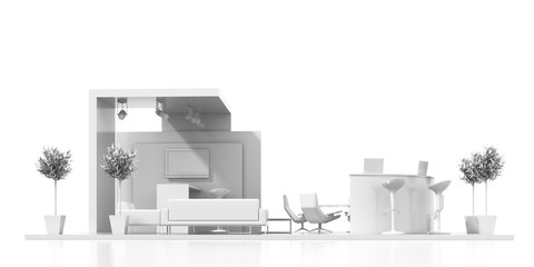 Empty exhibition kiosk, with copy space. Original 3d rendering project