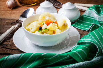 Bowl of minestrone soup.