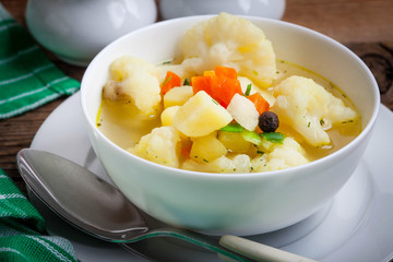 Bowl of minestrone soup.