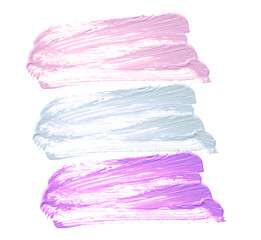 Collection of smudged make up color isolated on white