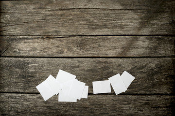 Top view of blank white memo notes