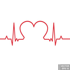 Heart rhythm. Cardiogram. Isolated on white background. Icon.