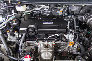 Fototapeta na wymiar Close up detail of new car engine