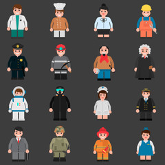 Set of people of different professions color flat icons for web and mobile design