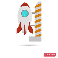 A rocket ready to be launched color flat icon for web and mobile design