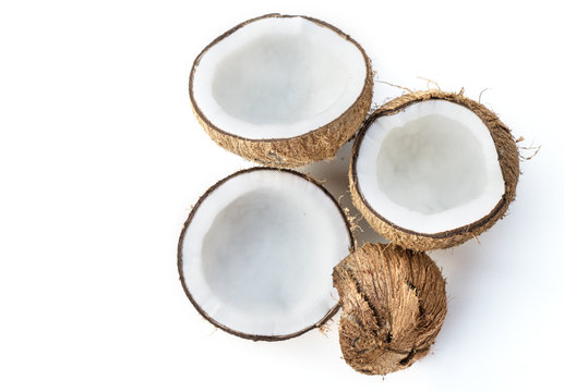 Closeup of coconuts isolated on the white background