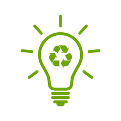 Light bulb with recycle symbol