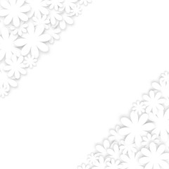 Image of white flowers located in the left upper and lower right corners on a white background