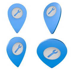 Pinezka GPS lokalizacja na mapie 3D z ikoną