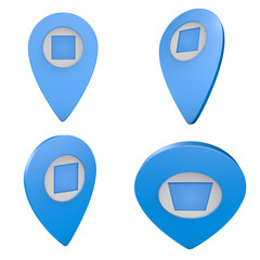 Pinezka GPS lokalizacja na mapie 3D z ikoną