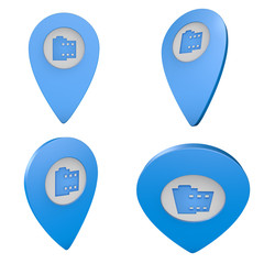 Pinezka GPS lokalizacja na mapie 3D z ikoną - obrazy, fototapety, plakaty